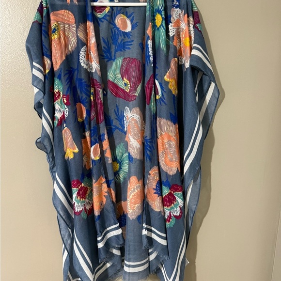 Woven Heart Blue and Orange Tunic Blouse - Picture 4 of 6